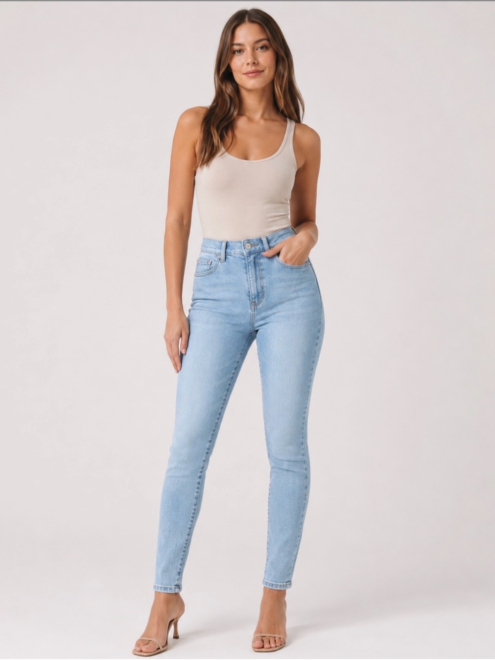 Express High-Rise Pale Blue Skinny Jeans for Women